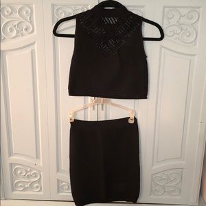 Bebe black stretchy BODYCON 2 piece outfit